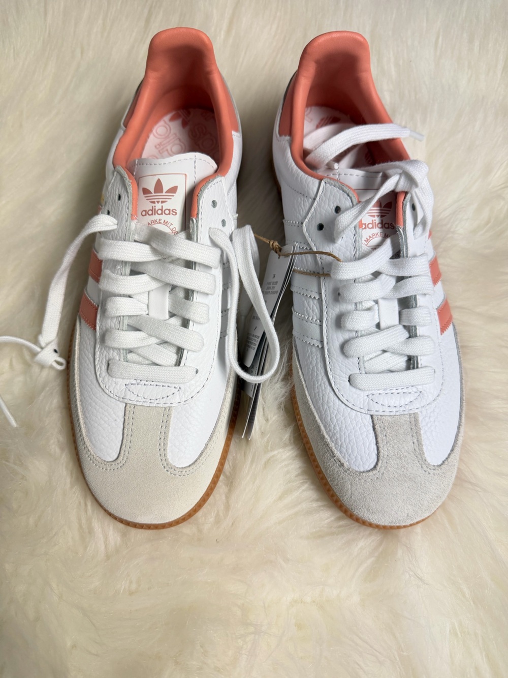 adidas Originals Samba sneakers in white and pink